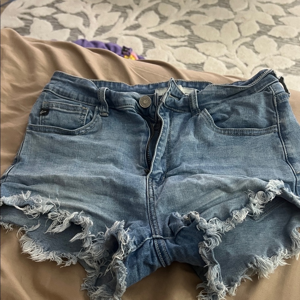 T.J.Maxx Blue Frayed Hem Jean Shorts